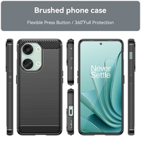 Husa Protectie pentru OnePlus Nord 3, Vafy, din Silicon TPU Moale, Textura Periat, Anti Cadere, cu Element Carbon, Negru