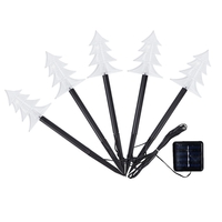 Set 5 Lampi solare LED de exterior Tip Brad pentru gradina Vafy, 37 cm, Alb Cald