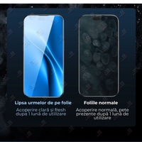 Folie Sticla Securizata, Vafy, Pentru Apple iPhone 16 Plus, Privacy Classic, 2.5D, Confidentialitate 30°, Negru Transparent