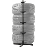 Suport depozitare anvelope 4 roti, cadru metalic, 45x45x105 cm, capacitate 100 kg, negru