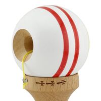 Kendama X CHICANOS Originala, Profesionala, Flippy, Big Cups V2, Super Sticky cu Cupe Mari, Rulment Metalic, din lemn 18 cm, Ata 55 cm, Auriu/Alb