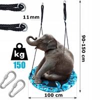 Leagan tip cuib Camuflaj 100cm, inaltime reglabila, 150 kg, Albastru Negru
