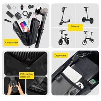 Borseta pentru bicicleta/trotineta Flippy, spatiu de depozitare, antisoc, waterproof, cu fermoar, 3L, material carbon si plastic dur, pentru trotineta electrica scuter, bicicleta, negru