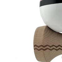 Kendama X Originala, Profesionala, Flippy, Gravata cu Cupe Mari V2, Super Sticky, Gaura in Baza, Rulment Metalic, din lemn 18 cm, Ata 55 cm, Roz/Negru/Alb