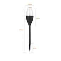 Lampa solara LED pentru gradina, Flippy, Set 10 Bucati, Tip Pahar de Vin, Inaltime 37.5 cm, efect de flacara, PVC si ABS, 2V, 200mAh, Lumina Multicolora, Negru