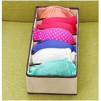 Cutie De Depozitare, Flippy, Pentru Lenjerie, Sosete Si Sutiene, Material Textil, 6 Compartimente, 32 x 16 x 10 cm, Culoare Bej