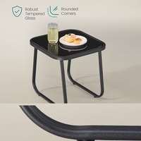 SONGMICS Set mobilier gradina cu 2 scaune balansoar si masa, cadru metalic, negru