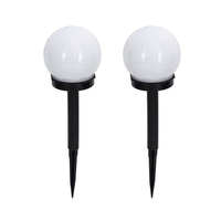 Lampa solara LED pentru Gradina, Flippy, Set 2 Bucati, Tip Glob/Sferica, 37 cm, Diametru 10 cm, Buton On-Off, Multicolor, Negru/Alb