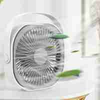 Mini ventilator pentru birou cu usb, Vafy, rotire 360 grade, 3 viteze, 4000 mA, 13.5 x 12,8, Gri