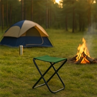 Scaun pliabil pentru camping sau pescuit, cadru metalic, maxim 100 kg, 26x26x34 cm, verde