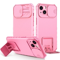 Husa Defender cu Stand pentru iPhone 13 Pro, Roz, Suport reglabil, Antisoc, Protectie glisanta pentru camera, Vafy