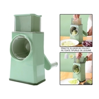 Feliator manual pentru legume Flippy, 3 lame din otel inxodabil, 3 tipuri de feliere, material carcasa ABS, latime maxima feliere 4 mm, baza de tip ventuza, usor si sigur de utilizat, 28.5 x 9,2 x 13.5 cm, verde