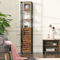 VASAGLE Dulap de depozitare in stil turn, 5 rafturi, compartiment cu usa, 37x30x167cm, maro rustic