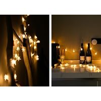 Instalatie Craciun, 6 metri,40 LED-uri cu Ornament tip Stea, Alb Cald, USB lung, fir cupru, liniar, interior/exterior, Vafy