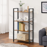 VASAGLE Biblioteca cu 4 etaje din lemn, cadru otel, stil industrial, 66x30x120cm, maro rustic