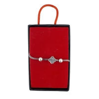 Bratara din Argint 925, pentru Dama, Jolie Silver, Model Snake cu Charm Trifoi, 5.12 g, Lungime Reglabila, Argintiu