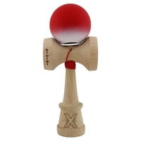 Kendama X Originala, Profesionala, Flippy, Cupe Mari KING SIZE V3, Rubber Grip, Gaura in Baza, Rulment Metalic, din lemn 18 cm, Ata 62/65 cm, Gradient Rosu/Alb