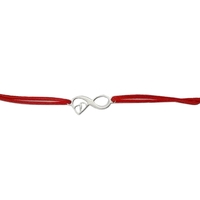 Martisor Bratara Argint 925, Jolie, Model Infinit cu picioruse, Martisor de 1 Martie, cu Snur Rosu, Argintiu