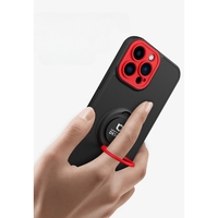 Husa de protectie Eagle eye pentru Apple iPhone 12, Rezistenta la socuri, Protectie camera, Cu inel de prindere magnetic rosu, Vafy, Negru