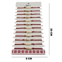Bratara Martisor pentru Dama, Jolie, Model Aripa, Set 12 bucati, Pandativ din Inox Auriu, Snur Ajustabil Impletit, Rosu