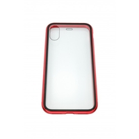 Husa de protectie Magnetic 360, Folie sticla inclusa, pentru Apple iPhone X, Rosu