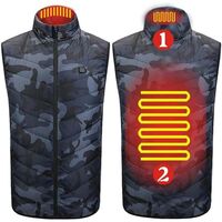 Vesta cu Incalzire, Vafy, Unisex, 2 Zone de Incalzire, Umplutura Bumbac, 3 Trepte de Temperatura, Incarcare USB, Albastru, 74 - 84 kg, Marime XXXL