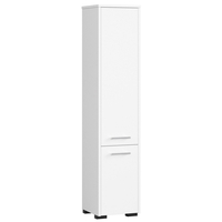 Dulap baie tip coloana cu 2 usi si 5 rafturi, PAL laminat, 30x30x140 cm, alb mat