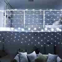 Instalatie Craciun, Tip Plasa, IP 44, 4 x 1 m, 160 LED-uri, Alb rece, 8 jocuri de lumini, Transformator fara telecomanda, Interconectabila, Prelungitor 3 m inclus, Fir transparent, Vafy