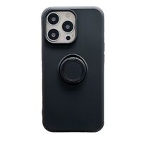 Husa protectie Vafy compatibila cu Huawei P Smart 2021 Liquid Silicone Ring cu suport rotativ Negru