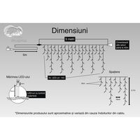 Instalatie Craciun, 5 m, 143 Led-uri ,Franjuri, Rosu / Verde/ Albastru, Flash, Transformator, Interconectabila, Prelungitor 5 m inclus, Fir Negru, Vafy