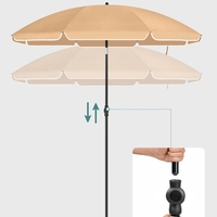 SONGMICS Umbrela terasa gradina sau plaja, cu inclinare, husa, diametru 160cm, taupe