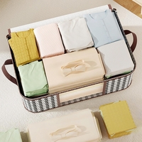 Cutie de Depozitare Pliabila, Flippy, 55x35x25 cm, 50 L, Fereastra Frontala, cu Fermoar Bidirectional, Suport Baza Stabil, Imprimeu in Carouri