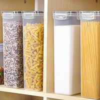 Set 4 Recipiente din Plastic, Flippy, pentru Alimente/Obiecte, Inchidere Ermetica, 4 x 2.8l, Transparent