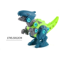 Set de Constructie/Asamblare, Flippy, 4 Dinozauri, cu Bormasina Electrica, Baterii 2 x AA, Surubelnita si Cutie Depozitare, 22.5 x 14.5 x 15 cm, Multicolor