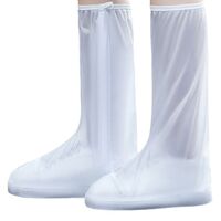 Protectie Incaltaminte pentru Ploaie si Noroi, Flippy, Impermeabila, Talpa Antiderapanta, cu Fermoar si Capsa, Inaltime 40 cm, Marime L 38-39, Alb