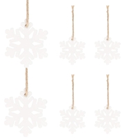 Decoratiune brad fulg de zapada din lemn, set 6 bucati, 4cm, alb