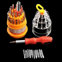 Set de Surubelnite 31-in-1 cu Clichet, Vafy, Set de Uz Casnic pentru Repararea Electronicelor Mici, Maner durabil Izolat Magnetic, 10 x 5 x 5 cm, Galben