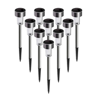 Set 10 Lampi Solare Led pentru Gradina, Flippy, 5.5 x 36.5 cm, Buton On-Off, Lumina Alb Cald, Argintiu