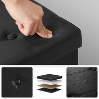 SONGMICS Taburet pliabil cu sezut moale, spatiu de depozitare 80litri, maxim 300kg, 76x38x38cm, negru