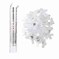 Tub de Confetti, Flippy, Party Popper, 30x5 cm, Confetii Lucioase Rezistente la Foc, Eliberare prin Rasucire, Argintiu