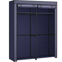 SONGMICS Garderoba pentru depozitarea hainelor, din material textil, cu 2 bare pentru umerase, 43x140x174cm, albastru