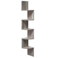VASAGLE Raft de colt plutitor pe 5 niveluri, din lemn, 20x20x128cm, gri