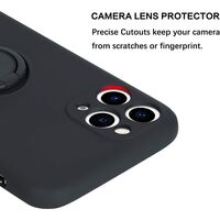 Husa protectie Vafy compatibila cu Apple iPhone 11 Pro Liquid Silicone Ring cu suport rotativ Negru