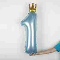 Set 8 Baloane din Folie Metalizată si din Latex, Vafy, Figurine Cifra 1 Printesa 91cm, Stea 45 cm si Cerc 55 cm, Baloane Latex 30 cm, Tema Prima