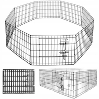 Tarc pentru animale de companie, din fier, forma configurabila, cu usa de acces, XL, 120x120x47cm, negru