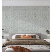Set 10 Placi de Tapet, Vafy, Autoadezive, 70 x 77 cm, Suprafata Acoperita 5.3 mp, din PVC, Model Frunze Argintii, Gri