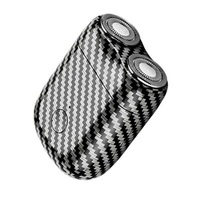 Mini Aparat de Ras Electric, Vafy, din ABS cu Fibra de Carbon, Portabil, Cap Rotativ Detasabil cu 2 Lame de Otel, Rezistent la Apa, Incarcare Type-C, Autonomie 45 min, Alb/Negru