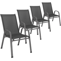 Set 4 scaune gradina cu brate, cadru otel si sezut textilene, 53x72x92 cm, gri