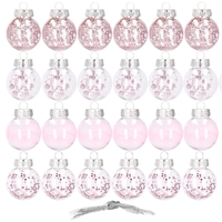 Set globuri de Craciun Inedit, 24 bucati, 5cm, transparente si roz pal