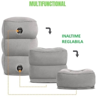 Perna Gonflabila Multifunctionala, Vafy, pentru Picioare, Cap, 3 Straturi, Inaltime Reglabila, 17.8 x 25.4 x 42.9 cm, Gri Inchis